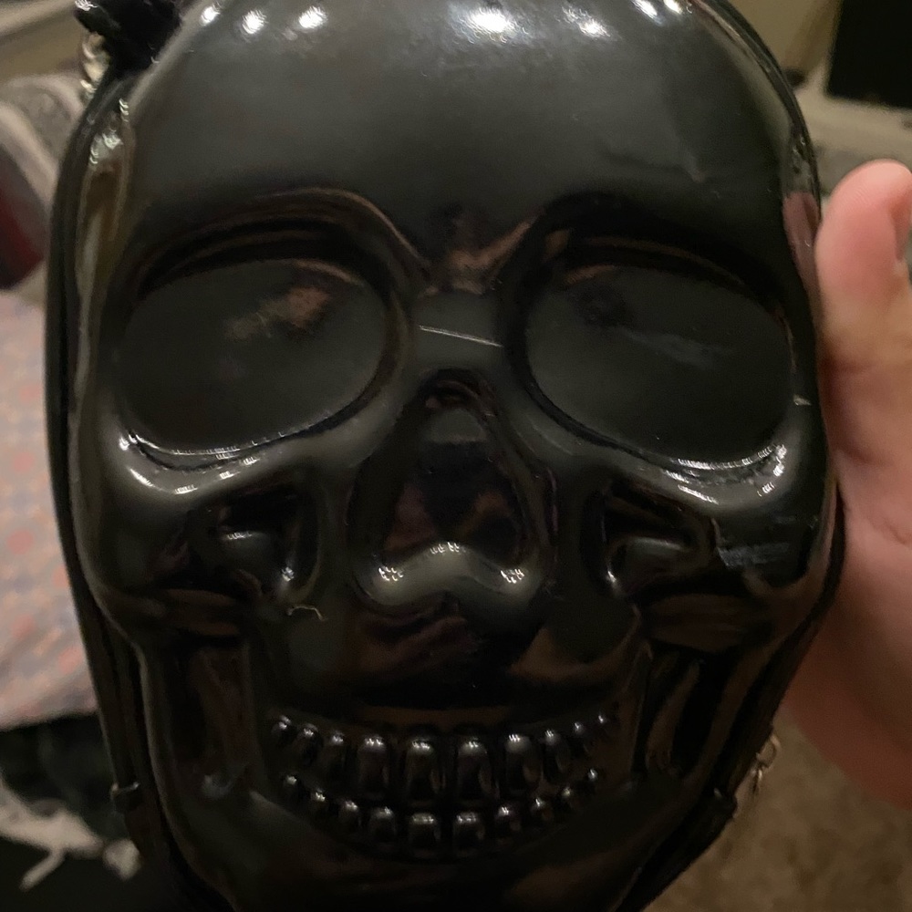 black hot topic skeleton bag